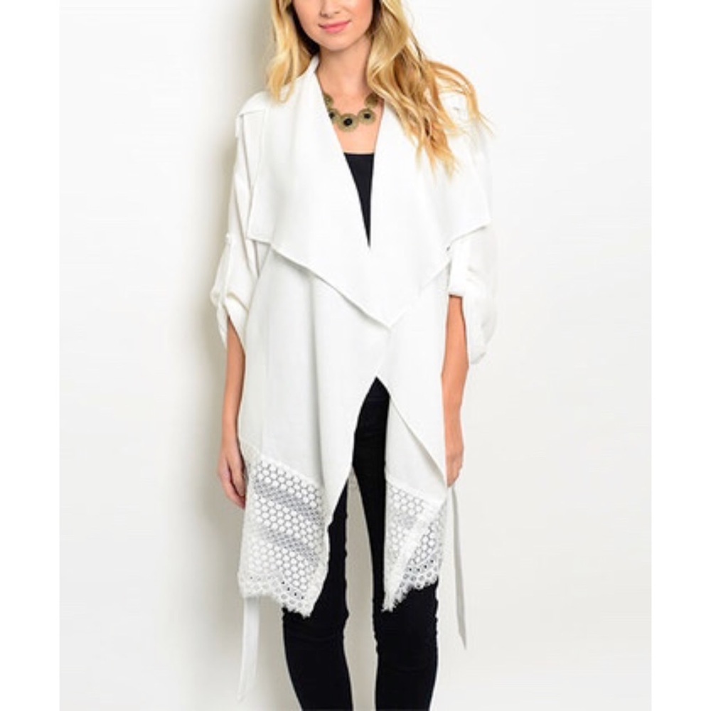 Eyelet Shawl Collar Cardigan